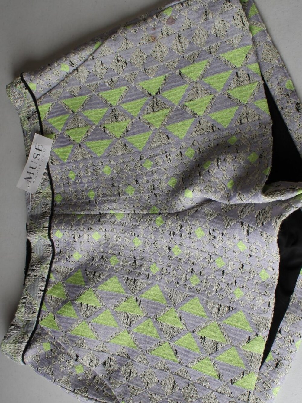 Hunter Bell New York Geometric Tweed Lined Shorts Neon Lime Green Purple Size 6